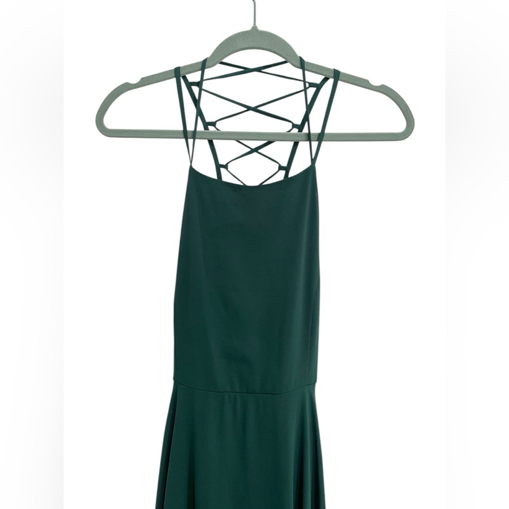 Lulus Strappy To Be Here Forest Green Lace-Up Maxi Dress Size L - Picture 3 of 16